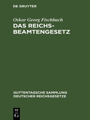 cover image of Das Reichsbeamtengesetz
